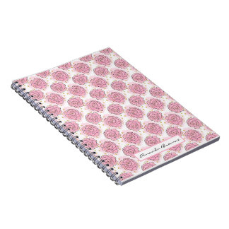 Painted pink roses and gold glitter notebook notitieboek