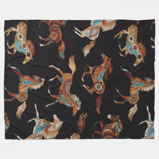 Painted Ponies Fleece Blanket (Voorkant (Horizontaal))