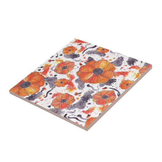 Painted Poppies Tegeltje (Zijkant)