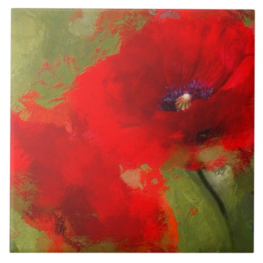 Painted Poppy Tile Tegeltje (Voorkant)