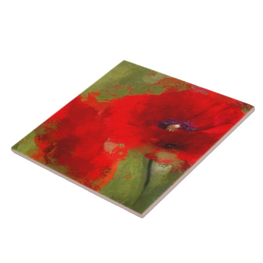 Painted Poppy Tile Tegeltje (Zijkant)