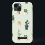 Painted Pots met vetplanten en cactussen Patroon i Case-Mate iPhone Case<br><div class="desc">Schattige en modern iPad hoesje met cactussen en vetplanten in beschilderde hartenpotten met een muntachtergrond. Dit gepersonaliseerde hoesje is ideaal als cadeau. Soortgelijke design zijn beschikbaar.</div>
