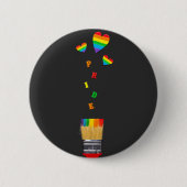 Painted Pride Rainbow Hearts Brush Ronde Button 5,7 Cm (Voorkant)