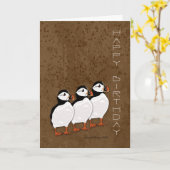Painted Puffin Verjaardag Kaart - Verjaardag Kaart (Gele Bloem)