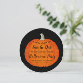 Painted Pumpkin Sinaasappel Black Halloween Party Save The Date (Staand voorkant)