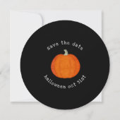 Painted Pumpkin Sinaasappel Black Halloween Party Save The Date (Achterkant)