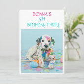 "PAINTED PUPPY" KIDS BIRTHDAY PARTIJ INVITATIES KAART (Staand voorkant)