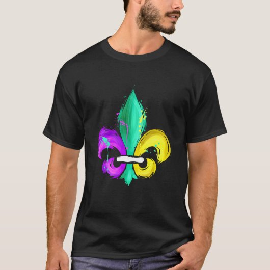 Painted Purple Green And Golden Fleur De Lis For M T-shirt (Voorkant)
