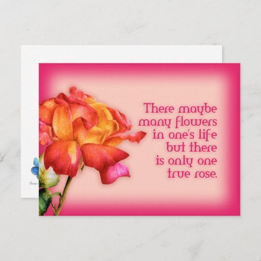 Painted quote beeldende kunst roos briefkaart (Voorkant / Achterkant)