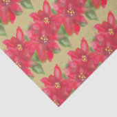 Painted Red and Green Poinsettia Christmas Design Tissuepapier (Detail)