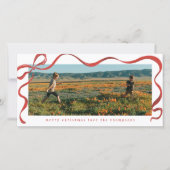 Painted Red Ribbon Long Landscape Holiday Photo (Voorkant)