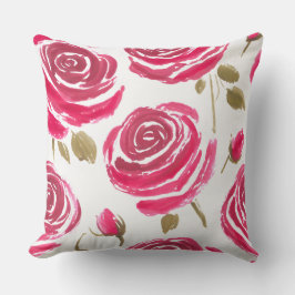 painted red roses pattern kussen