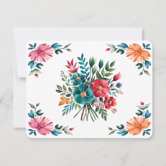 Painted Romance bruiloft RSVP Kaartje (Achterkant)