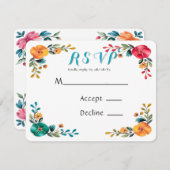 Painted Romance bruiloft RSVP Kaartje (Voorkant / Achterkant)