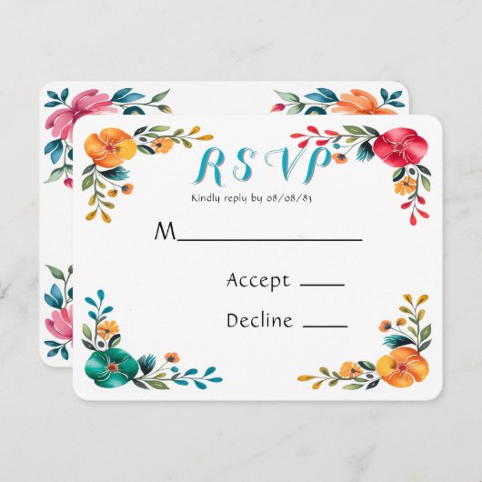 Painted Romance bruiloft RSVP Kaartje (Voorkant / Achterkant)