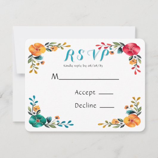 Painted Romance bruiloft RSVP Kaartje (Voorkant)