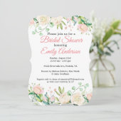 Painted Roos Bloemen Bruids Douche Uitnodiging (Staand voorkant)