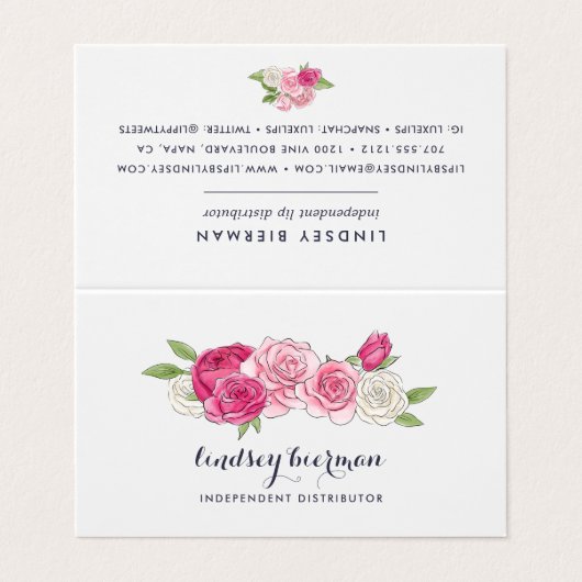 Painted Roos Lip Product Distributeur Tips & Trick Visitekaartje (Buitenkant ongevouwen)