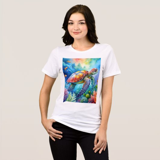Painted Sea Turtle Tri-Blend Shirt (Voorkant volledig)