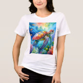 Painted Sea Turtle  Tri-Blend Shirt (Voorkant)