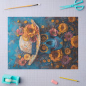 Painted Skull Marigolds Dag van de Dode Decoupage Tissuepapier (Craft)