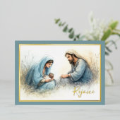 Painted Style kerststal vakantie Kaart (Staand Voorkant)