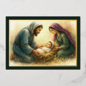 Painted Style kerststal vakantie Kaart (Voorkant)