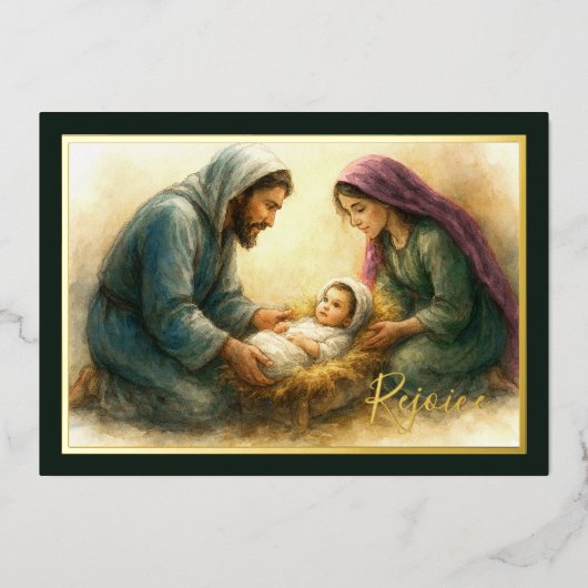 Painted Style kerststal vakantie Kaart (Voorkant)