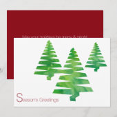 Painted Trees Vakantie Kerst Waterverf Kaarten (Voorkant / Achterkant)