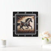 Painted Trot: Sun Field Custom Art Vierkante Klok (Huis)