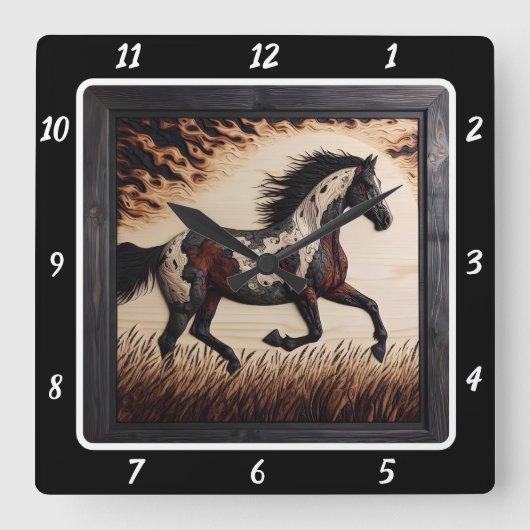 Painted Trot: Sun Field Custom Art Vierkante Klok (Voorkant)