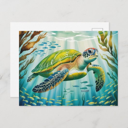 Painted Turtle Briefkaart (Voorkant / Achterkant)