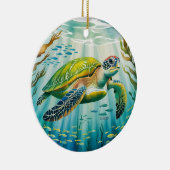 Painted Turtle Keramisch Ornament (Rechts)