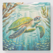 Painted Turtle Stenen Onderzetter (Voorkant)