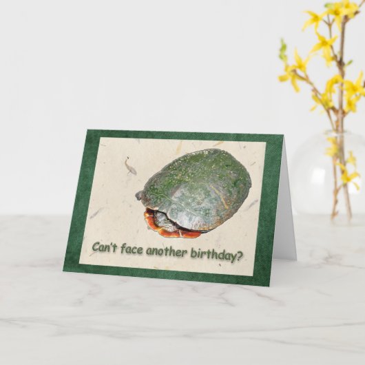 Painted Turtle Verjaardag Wenskaart Kaart (Gele Bloem)