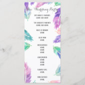 Painted waterverf Feathers Wedding Program Programmakaart (Achterkant)