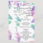 Painted waterverf Feathers Wedding Program Programmakaart (Voorkant / Achterkant)