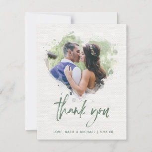 Painted Waterverf Heart Wedding Fotoscript Bedankkaart