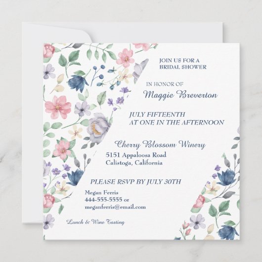 Painted Whimsy Floral Bridal Shower Invitation Kaart (Voorkant)