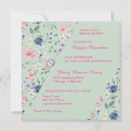 Painted Whimsy Floral Bridal Shower Invitation Kaart