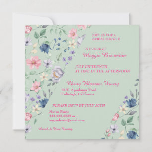 Painted Whimsy Floral Bridal Shower Invitation Kaart