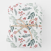 Painted Winter Botanicals Foliage Holiday Inpakpapier Vel (In situ)