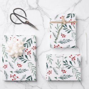 Painted Winter Botanicals Foliage Holiday Inpakpapier Vel
