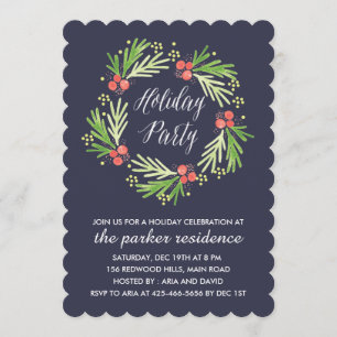 Painted Wreath Holiday Party Uitnodiging