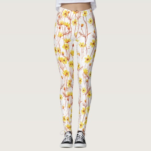 Painted Yellow Daisies Leggings (Voorkant)