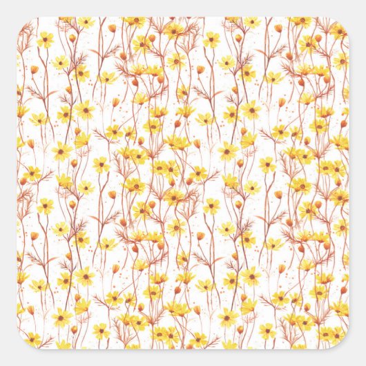 Painted Yellow Daisies Vierkante Sticker (Voorkant)