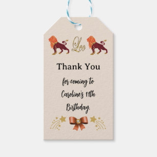 Painted Zodiac Sign Gold Glitter Leo Verjaardag Cadeaulabel