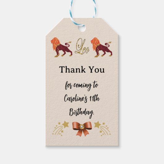 Painted Zodiac Sign Gold Glitter Leo Verjaardag Cadeaulabel (Voorkant)