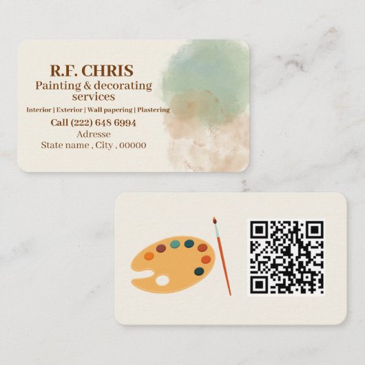 Painter beige visitekaartje (Voorkant / Achterkant)