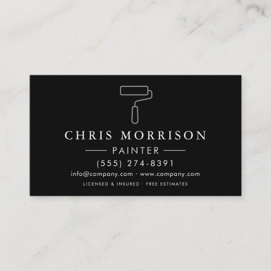 Painter Black Silver QR Code Visitekaartje (Voorkant)